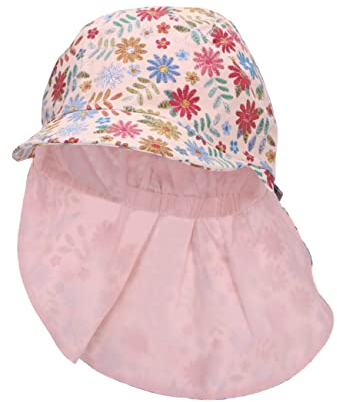 Sterntaler Baby Mädchen Schirmmütze Baby Schirmmütze Nackenschutz Blumen - Schirmmütze Baby, Baby Mützen - aus Baumwolle - rosa, 49