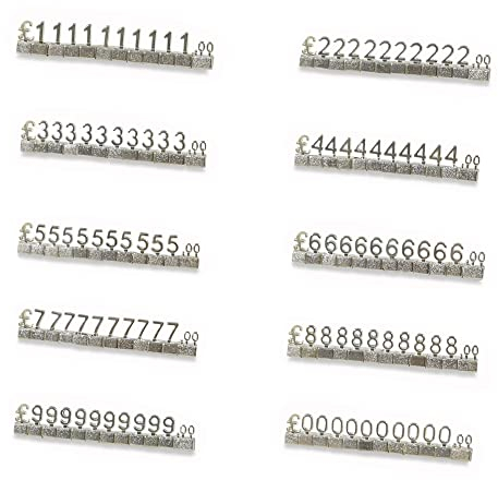 SEIWEI Mini-Würfel-Preisschild, 10 Sets, Preis-Anzeigewürfel, verstellbares 3D-Metall-Preiswürfel-Set für Schmuck, Uhren, Ringe, Shop-Preisanzeige – Silber/GBP