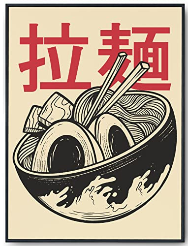 JOPRICO Retro Ramen Poster - vintage Japan Poster - Dekoration Küche - Ramen Nudeln