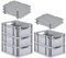 PROREGAL SparSet 5x Eurobox NextGen Grip mit Auflagedeckel & 4 schwarzen Schiebeschnappverschlüssen, HxBxT 17x30x40cm, 16 L, Grau, Griffe offen, Eurobehälter, Transportbox