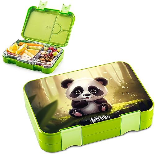 Jarlson® Brotdose Kinder mit Fächern - TONI Lunchbox - Bento Box auslaufsicher – Jausenbox für Kindergarten und Schule - Mädchen und Jungen | Vesperbox | Snackbox (PANDA)