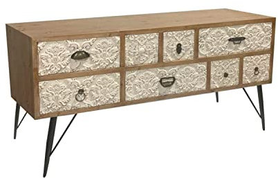 DKD Home Decor Meuble TV, Métal Bois, Blanc, Estándar