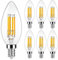 DiCUNO Ampoule LED E14, blanc chaud 2700K, 3.5W ampoule led flamme équivalent 40W incandescence, 480LM, Non-dimmable, Vintage filament en forme de bougie pour lustre et plafonnier, 6 Pièces