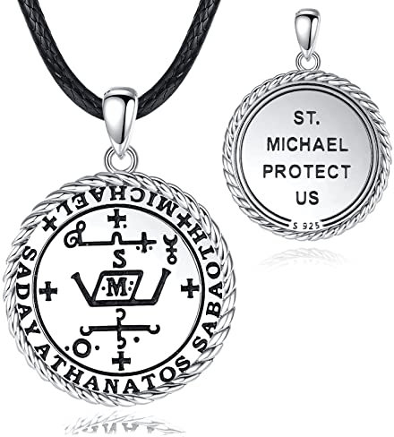 EUDORA Harmony Ball Siegel des Heiligen Michael Kette für Damen Herren Sterling Silber 925, Erzengel St. Michael Anhänger Medaillen, Religiöser Amulett Runen Schmuck Geschenk für Damen Herren,61CM