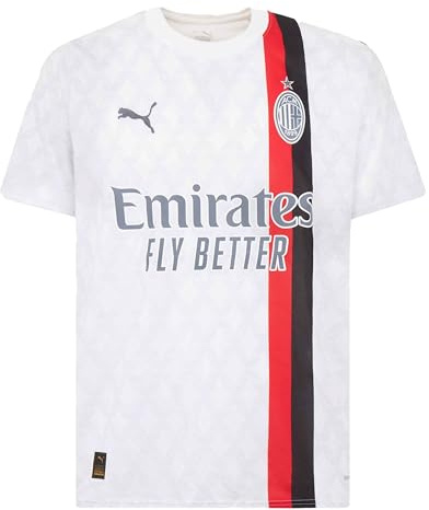 AC Milan - Maillot de Match Extérieur, Saison 23/24, Blanc, Adulte, Unisexe, S