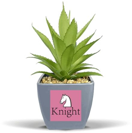 no/no Knight White Word Chess Game Fake Ananas Blumentopf Vase Mini Decor