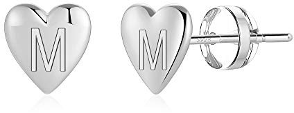 TINGN Geschenke für Mädchen, Buchstaben M Ohrringe Silber 925 Damen Herz Ohrringe Mädchen Ohrstecker Ohrschmuck Silber Kinderschmuck Personalisierte Geschenk für Mädchen 5 6 7 8 9 10 11 Jahre