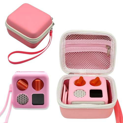 AFJWUZ Travel Storage Case and Silicone Shell Cover for Yoto Mini Kids Audio & Music Player. Holder Bag for Children’s Speaker Plays Audiobook Cards and Accessories for Boys and Girls (Pink)