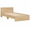 vidaXL Bettgestell, Bettrahmen mit Lattenrost, Bett Gästebett mit Kopfteil, Einzelbett Schlafzimmerbett Schlafzimmermöbel, Sonoma-Eiche 100x200cm Holzwerkstoff