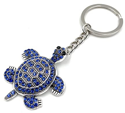 Onwomania Schildkröte Kriechtier Panzertier Schlüsselanhänger Metall Glücksbringer in Alu Geschenkbox, ideal zum Verschenken