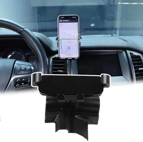DIYUCAR Soporte para teléfono móvil de coche compatible con Ford Ranger 2015-2021, consola central, soporte para teléfono celular, ABS, giratorio de 360° (estilo B)