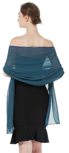 BEAUTELICATE Chiffon Schal Stola Damen Festlich Elegante Tücher Schultertuch Stola für Abendkleider Braut Festlich Sommer Hochzeits (Tinte Blau - Plus Size)