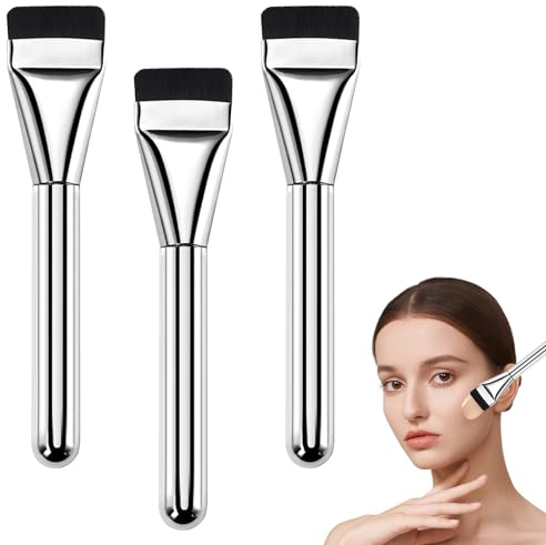 3 Stück Ultra Thin Foundation Brush, Flacher Foundation Makeup Concealer Pinsel, Puderpinsel für Flüssiger Fondation Damen Cremige, Pudrige oder Flüssige Foundation