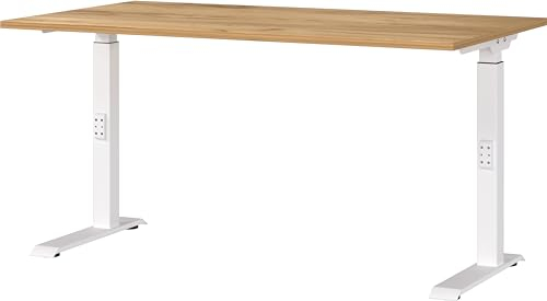 Germania Schreibtisch 7904-242, in Navarra-Eiche-Nb./Weiß, me. höheneinst., 140 x 91 x 80 cm (BxHxT)