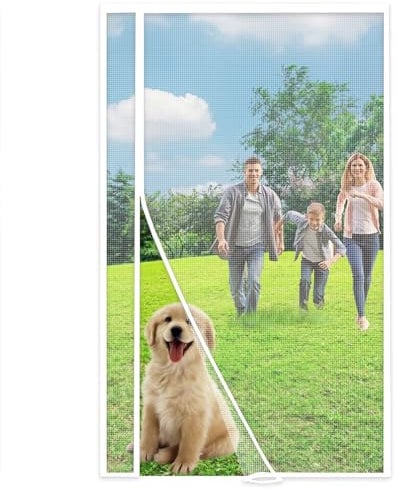 Screen Door,130x270cm Anti Insect Fly Roll Up Mosquito Net Pet Friendly for Hallways, Doors, Patio, Child Safe White