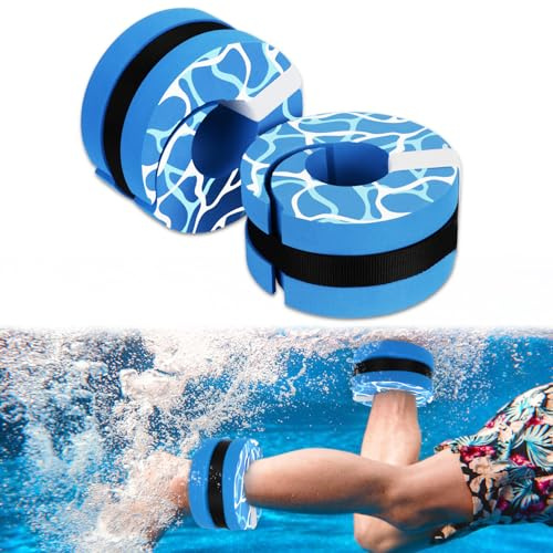 BOOSTEADY Schwimmmanschetten aus hochdichtem Eva für Wassergymnastik Aerobic-Schwimmring mit Verstellbares Gurtband für Knöchel- und Armgurte (Blau)