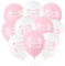 KOBOKO Taufe Deko Luftballons Rosa, 24 Stk Deko Taufe Mädchen Kommunion Luftballon, Taufdeko Mädchen Weiß Rosa Helium Ballons, Taufe Ballon für Babyparty, Kommunion, Babyshower Party Deko