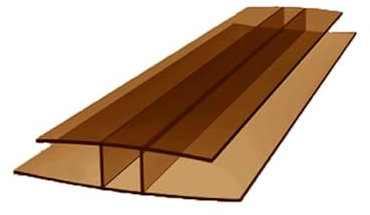 H-Profil Braun 10mm Polycarbonat - 1000mm für Stegplatten, Glas, Kunststoffplatten, Gewächshaus, UV-beständig und langlebig