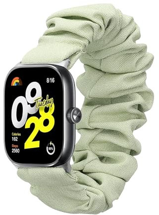 kwmobile Correa coletero compatible con Xiaomi Redmi Watch 4 / Band 8 Pro/Band 9 Pro - Scrunchy para reloj inteligente - verde grisáceo