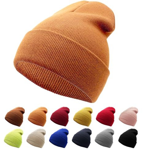 NebulaGlam Mütze Warm Mützen Unisex Wintermütze Strickmütze Weiche Winter Beanie Mütze für Herren und Damen für Outdoor Sports (Orange)