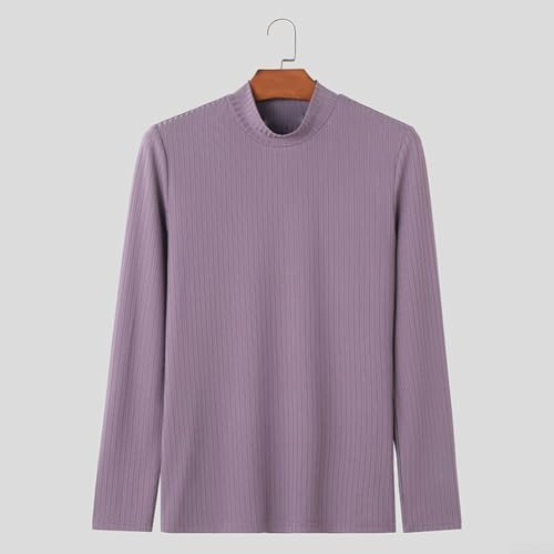 Maglione a collo alto da uomo, con comodo design a costine (XL, viola)