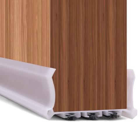 NVGFTG Zugluftstopper für Türen 100 cm Türdichtung Unten mit Türbesen Selbstklebend Türbodendichtung Windstopper Tür Luftzugstopper zum Blockieren von Lücken Kälte-Wind Lärm Staub, Weiß