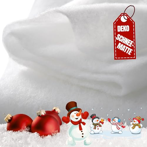 Qooltex Schneedecke 250x160cm LxB 15mm dick - Kunstschnee Deko Schneematte | Schneevlies Weiß in vielen Maßen - Schneedeko Watte Kunstschnee aus der Rolle - Künstliche Schneewatte