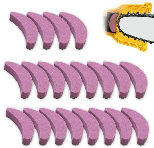 20 Stück Tragbar Kettensäge Schärfgerät Spezieller Schleifstein,Kettensägenschärfer Schleifsteinen,Halbmondförmiger Kettensägen-Schleifstein,Universeller Kettenschärfer Kettenschleifstein (20pcs)