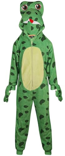 A2Z 4 Kids Mädchen Jungen Frosch Kostüm Weich Plüsch Fleece Jumpsuits Spielanzug - E.Soft Frog Onesie 5-6