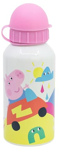 Stor Peppa Wutz Aluminium Trinkflasche 400ml für Kinder - Wiederverwendbare Kinderflasche mit Sicherheitstrinktülle und Auslaufschutz - Leicht und Robust