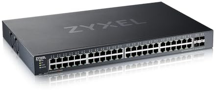 Zyxel 48 Port Network Ethernet Switch | Lite-L3 | 10G | XGS1935-52 | 44x GbE + 4x 10G SFP+ Ports, NebulaFlex, Smart-Managed L3, Smart Fan, Rack Mounting Kit