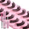 Faux Cils 3D avec Colle Naturels 10 Paires Russes Rayures de Cils Reutilisable Cat Eye Extension de Cils Professionnel False Eyelashes Kit(XH42-cils avec colle noire)