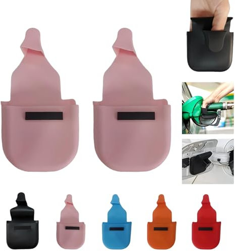 2 x Reusable Fuel Pump Gloves, Black Reusable Silicone Fuel Gloves with Magnetic Holder, Silicone Gloves for Pumping Gas, Comfortable Fuel Gloves