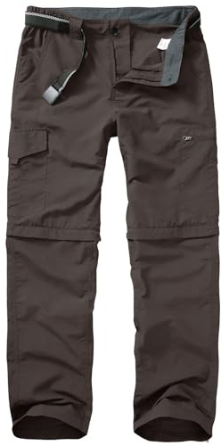 Mosingle - Pantaloni da uomo da escursionismo e camminata, ad asciugatura rapida, leggeri, con cerniera, convertibili, traspiranti, cargo, ideali per safari, pesca, viaggi, Marrone scuro, 48