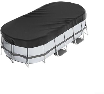 DAZZLEEX Cubierta Ovalada para Piscina, Tela Oxford 210D, Cubierta de Piscina Resistente al Viento para spas y Muebles de jardín para Piscina sobre el Suelo (7 x 10 pies)