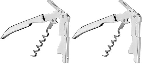 FACKELMANN Super Cavatappi Sommelier con Lama Taglia Capsule, Acciaio Inox, Argento (Confezione da 2)