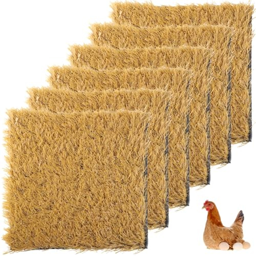 Kunstrasenmatten für Hühner-Nistkästen, waschbare Gras-Pads für Stall, Bettwäsche, Innen- und Außenbereich, Hühnerstall-Teppiche, 30,5 x 30,5 cm, 6 Stück