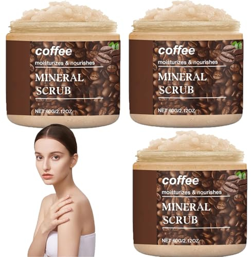 Sea Salt Coffee Body Scrub, Body Exfoliator, Softening & Nourishing, Deeply Cleansing, Hydrating Skin Smoothing, Improve Rough Skin and Even Out Skin Tone, For All Skin Types (3pcs)
