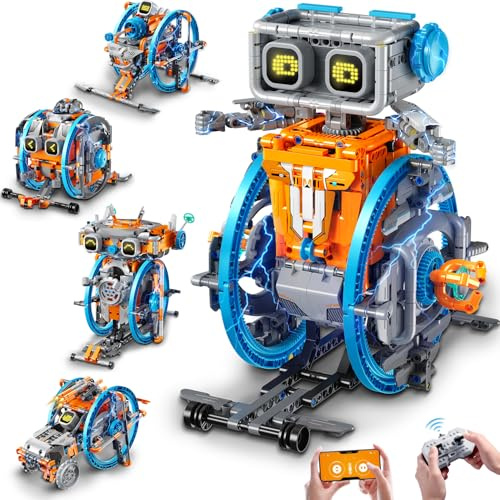 HiWEEGO Technik Roboter für Kinder Bauspielzeug mit LED-Augen (783 Stück) | 5-in-1 Fernbedienung und App Wiederaufladbare RC Robot mit einzigartigem Raddesign Geschenk für Jungen Mädchen Teens ab 12+