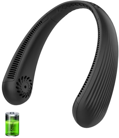 Kouric Ventilatore da Collo Portatile, Cuffie Ventilatore Silenzioso Senza Pale con 3 Velocità USB Ricaricabile, Peso 220g, Design Ergonomico e Confortevole per Ufficio e Studio Concentrazione Totale