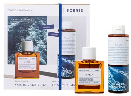 KORRES KYMA Duftset – Eau de Toilette 50ml & Duschgel 250ml, frischer aquatischer Unisex-Duft, belebend und langanhaltend, ideal als Geschenk, vegan