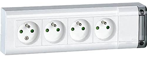 LEGRAND - Rallonge Multiprise 16A/230V à Câbler - Fixation au Mur - 4 Prises de Courant avec Terre - Longueur 253 mm - Fabriqué En France - Blanc