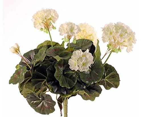 kunstpflanzen-discount.com Geranie Kunstblume weiß-Creme, Höhe ca. 30cm, ohne Topf – Künstliche Pelargonien mit Stiel zum Stecken