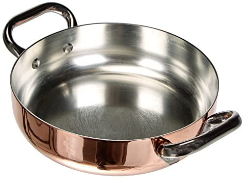 Pfannen Agnelli ALCU110PI20 Verzinnte Kupferpfanne mit 2 Edelstahlgriffen und Induktionsboden, 20 cm