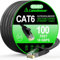 CableGeeker Cat 6 Ethernet Cable 100 ft, High Speed 10Gbps Flat, Black, Compatible with Router, Modem, PS4/5, PC, Server, Printer, Switch, Gaming Console, NAS