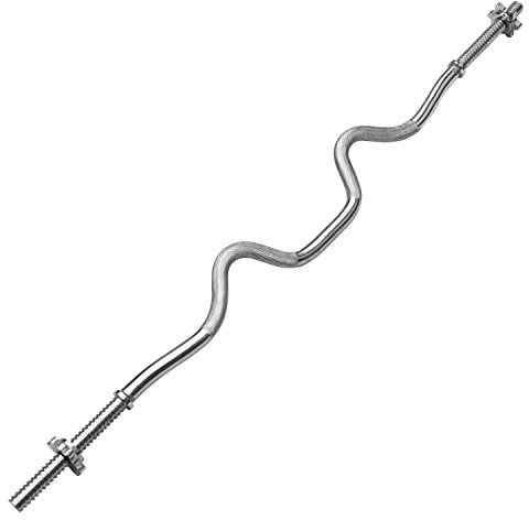PROIRON EZ Bar, EZ Curl Bar 1 inch, Curling Bar 4ft, 1200mm Weight Lifting Bar with Spinlock Collars, Solid weights Bar for Weightlifting Bicep Muscle Workout Body Building