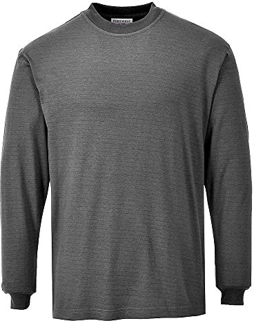Portwest FR11GRRM FR Anti-Static Long Sleeve T-Shirt, Medium, Grey