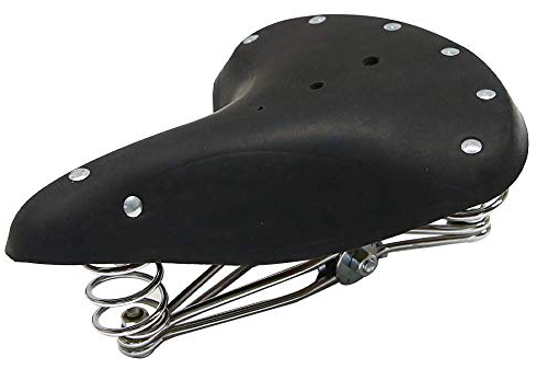 TentHome Fahrradsattel Vintage echtes Leder Classic Schraubenfeder Nieten Rennrad Fahrrad Sattel Braun Komfort Fahrradsitz (Schwarz)