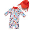 BONVERANO Bañador Bebé Niña Manga 3/4 UV 50 + Bañador Enterizo(Rojo-Pez,3-6meses…