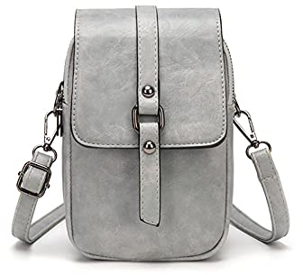 myfriday Vintage Umhängetasche für Damen Kleine Schultertasche Handtasche Messenger Bag Handytasche mit 2 Haupttaschen & Kopfhörerloch